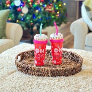 2 Zak Designs 18oz Plastic Figural Straw Tumbler - Oh Hole-Y Night - Donut Lid